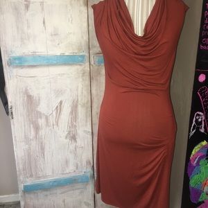 Cowl neck jersey midi dress